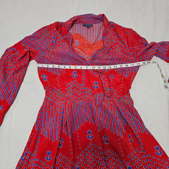 Modcloth Women's Red Pleasant Confidence Tie-Neck Dress Size 8 - Picture 6 of 10